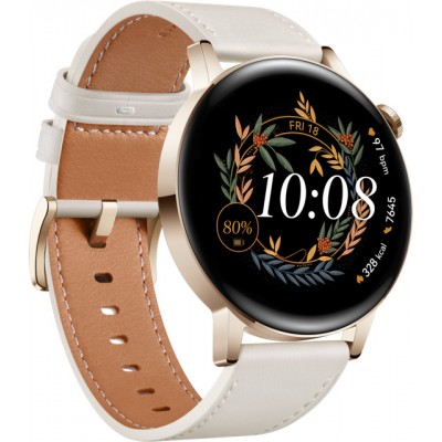 Huawei Watch GT 3 Elegant 42mm with White Leather Strap